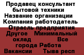 Продавец-консультант бытовой техники › Название организации ­ Компания-работодатель › Отрасль предприятия ­ Другое › Минимальный оклад ­ 27 000 - Все города Работа » Вакансии   . Тыва респ.